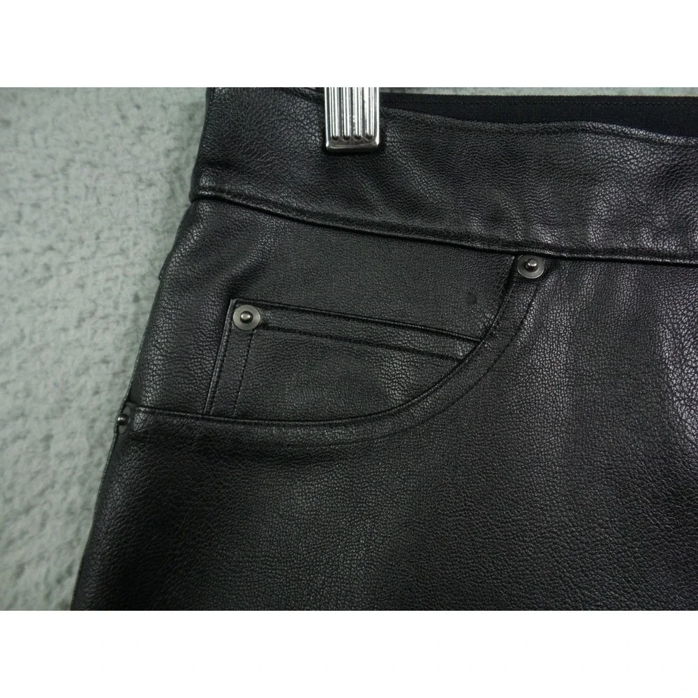 Spanx Pants Womens Size Large Black Faux‎ Leather Like Skinny Stretch High Rise